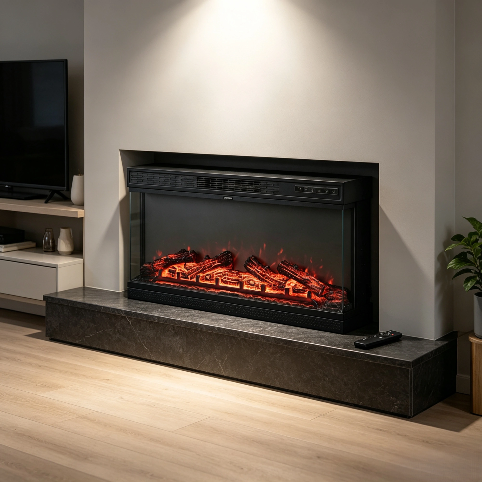 36 Inch Electric Fireplace Insert 1500W, Built-In Black Steel Fireplace Heater with 3-Side Glass, 5-Level Flame, 12 LED Colors, Remote, Thermostat & Timer, 120V view 8