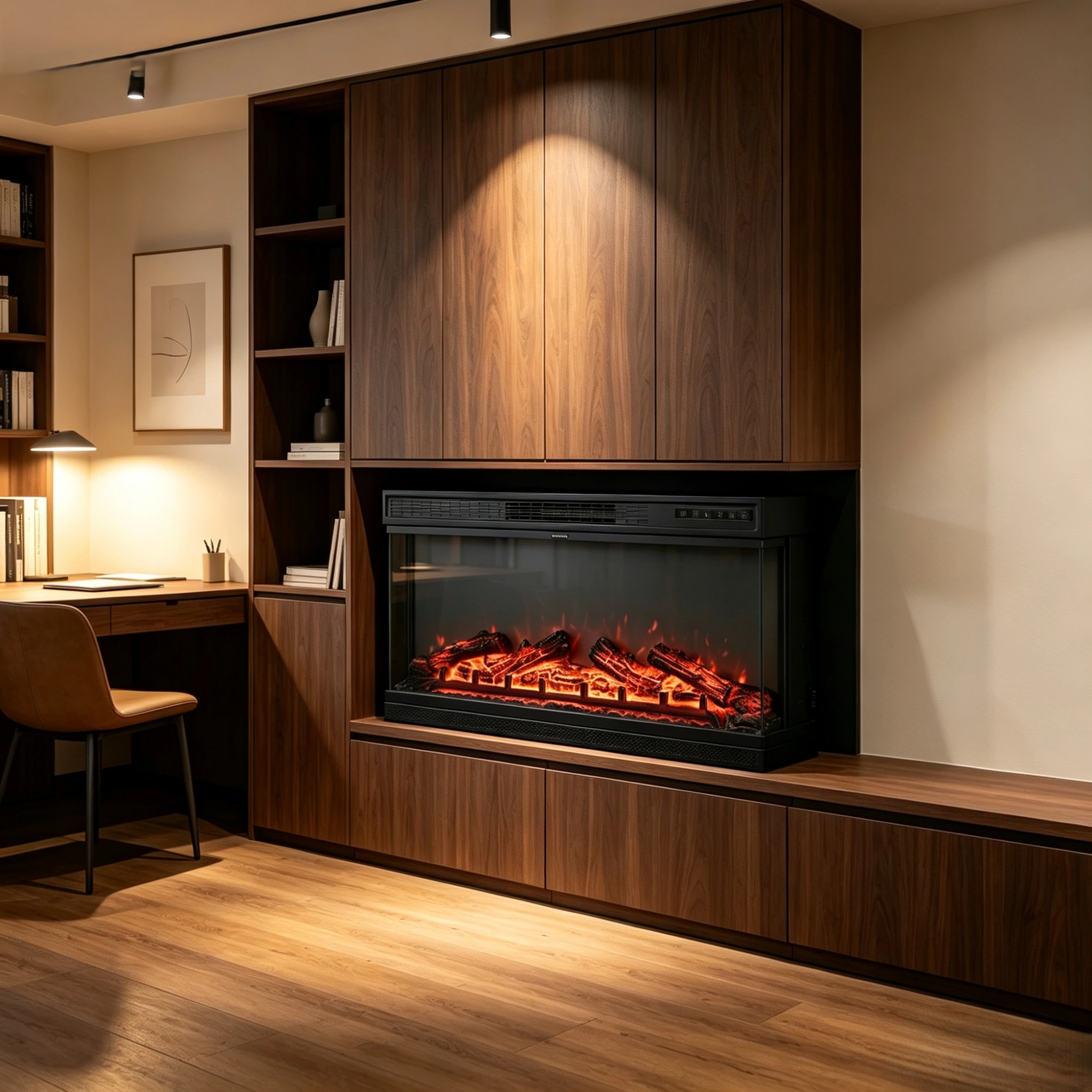 36 Inch Electric Fireplace Insert 1500W, Built-In Black Steel Fireplace Heater with 3-Side Glass, 5-Level Flame, 12 LED Colors, Remote, Thermostat & Timer, 120V view 9