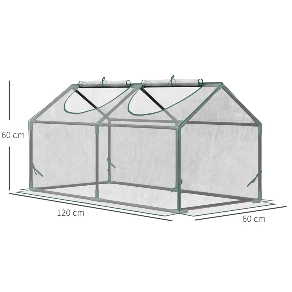 4x2x2 ft Mini Greenhouse Portable Clear PVC Covered with Roll-Up Zippered Windows Indoor Outdoor Garden Green House view 2