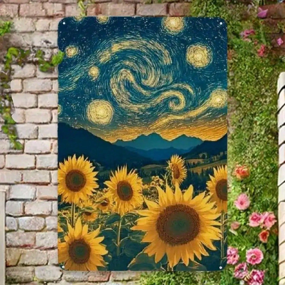 CIFbuy Metal Sunflower Wall Sign 8x12, Durable Decorative Sunflower Plaque for Home Kitchen Garden Yard, Indoor Outdoor Wall Art Gift view 2