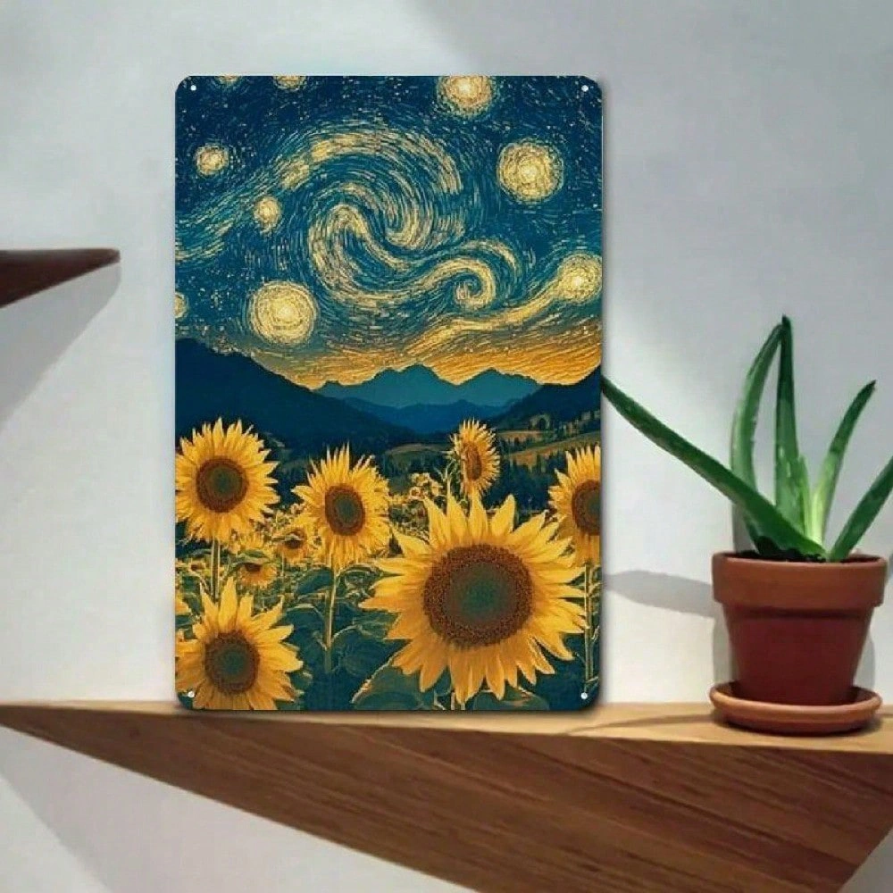 CIFbuy Metal Sunflower Wall Sign 8x12, Durable Decorative Sunflower Plaque for Home Kitchen Garden Yard, Indoor Outdoor Wall Art Gift view 3