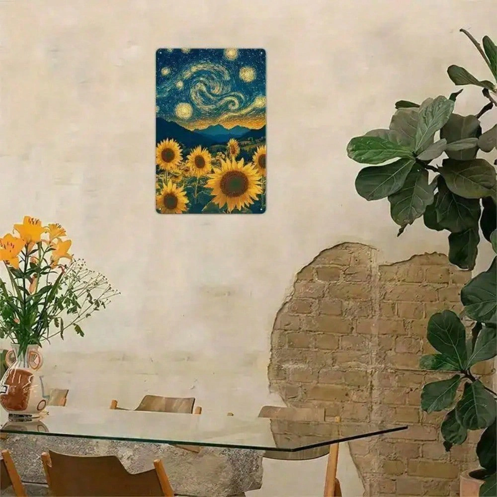 CIFbuy Metal Sunflower Wall Sign 8x12, Durable Decorative Sunflower Plaque for Home Kitchen Garden Yard, Indoor Outdoor Wall Art Gift view 6