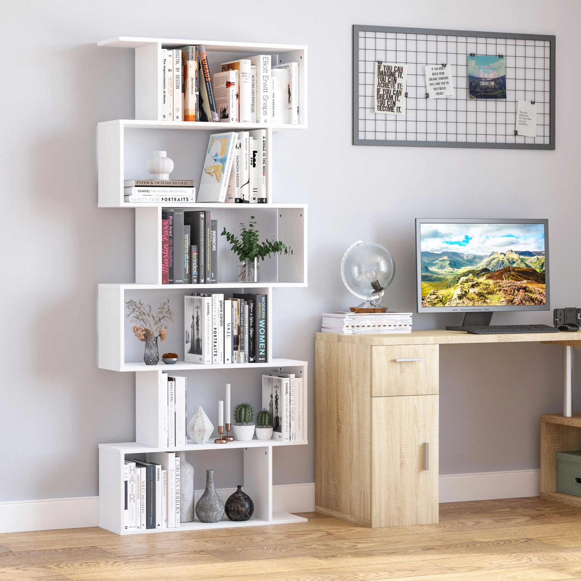 Book Shelf Storage Cabinet with Doors Multi-Functional Organizer for Living Room