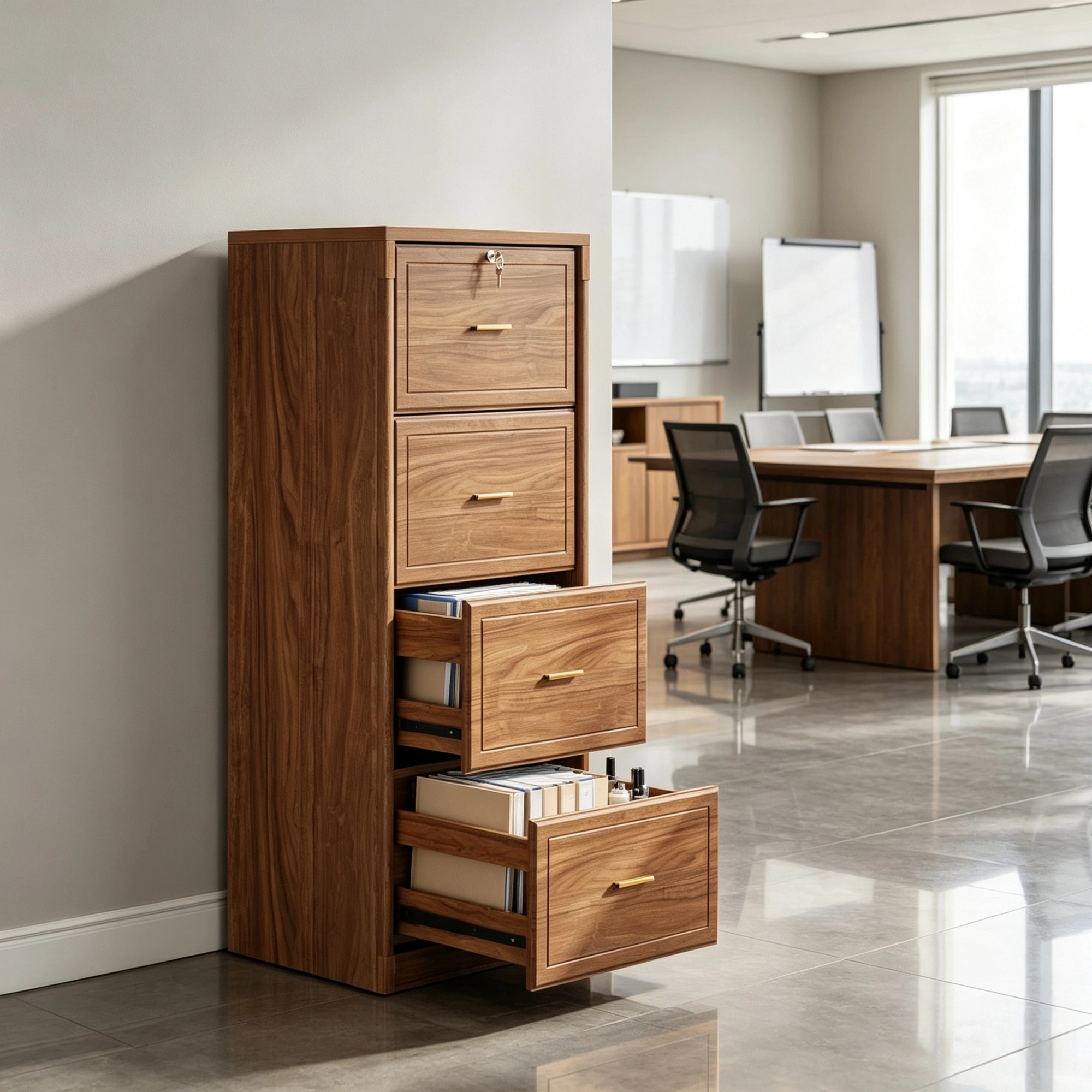 51 Inch Vertical File Cabinet with 4 Storage Drawers, Office Filing Cabinet view 4