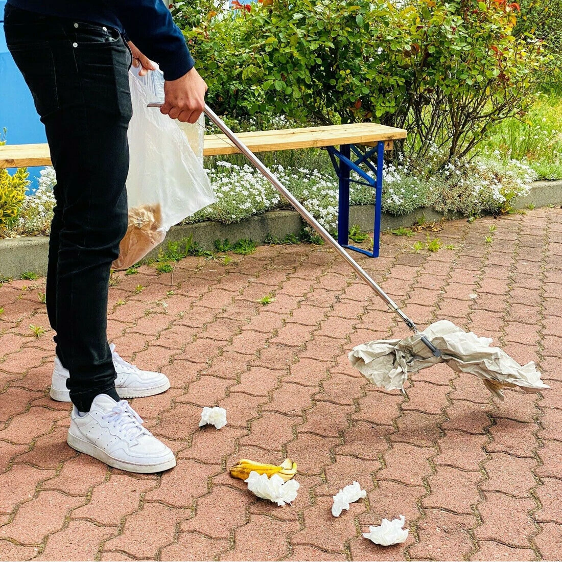 2x Extendable Metal Garbage Grabber Grabbing Tool, Long Reach Trash Picker, 37" Robust Waste Gripper view 2
