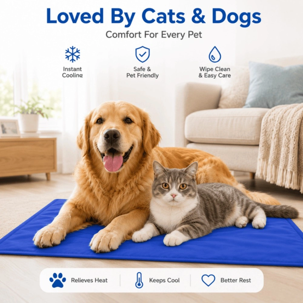 Dog Cooling Mat 40x50CM Blue Self Cooling Pad for Dogs Cats Hot Summer Gel Pet Bed Large Small Medium view 5