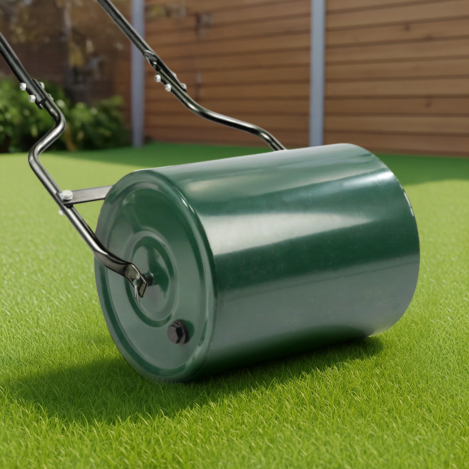 16in Heavy Duty Steel Lawn Roller, Garden Roller Can Be Filled with Water or Sand, Hand Roller with U-shaped Handle, Green & Black view 10