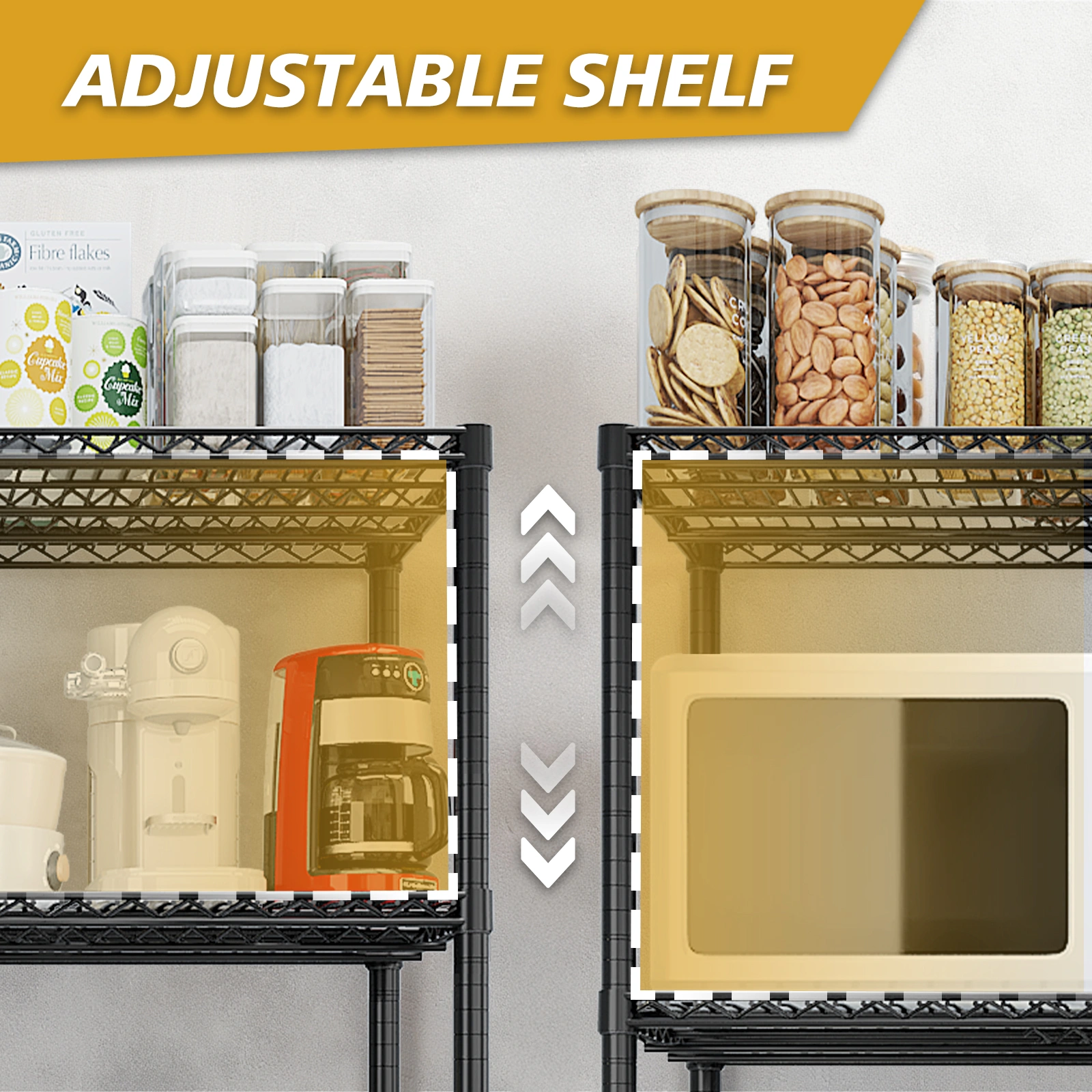 Heavy Duty Storage Shelves 55.12" W Wire Shelving Unit with Wheels 3200LBS NSF Metal Shelves for Storage Adjustable Garage Storage Rack Pantry Shelf Commercial Shelving, 75.59" H X 55.12''W X 23.62 view 13