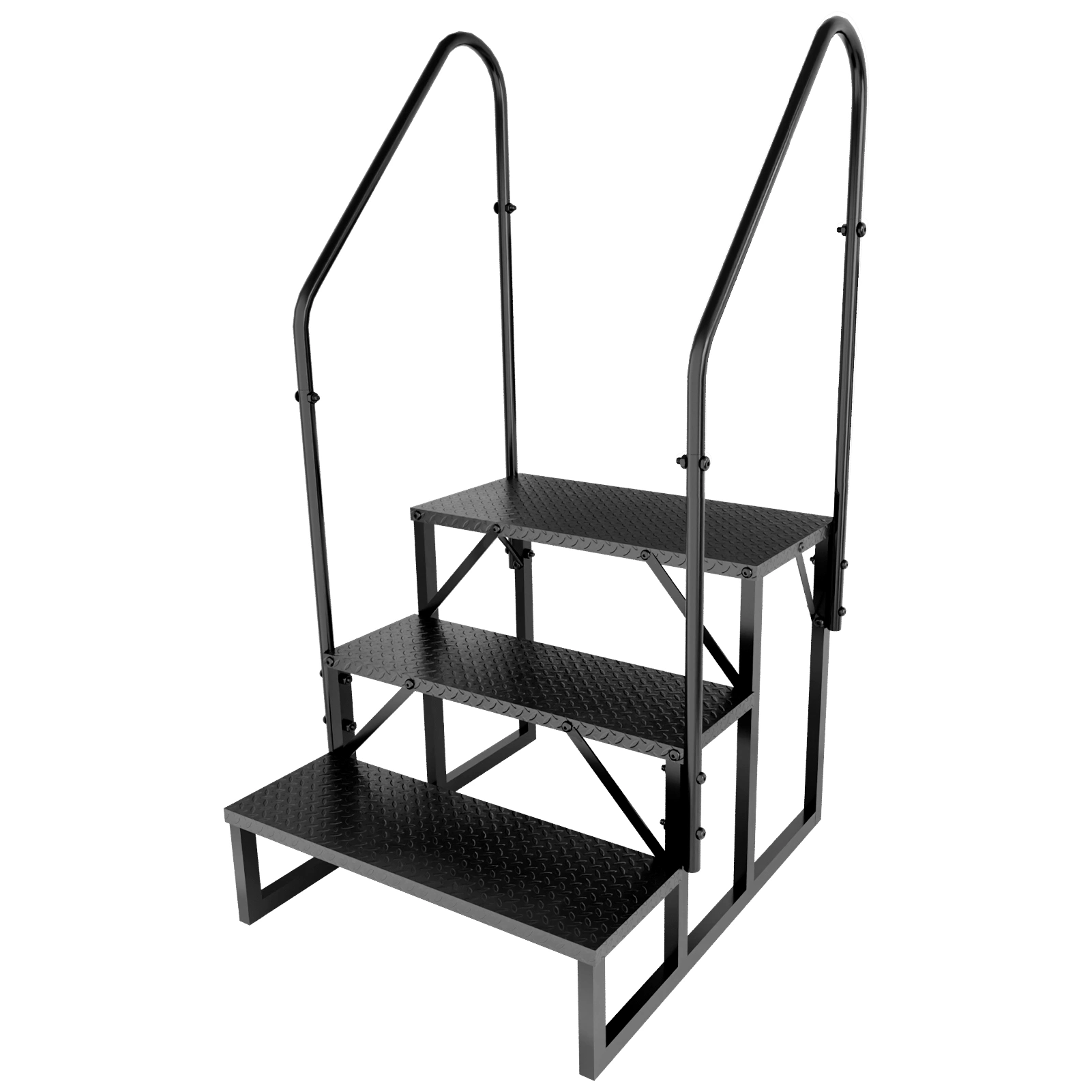 3-Step RV Ladder with Handrails, Heavy Duty Anti-Slip RV Steps, Removable Camper Stairs for Hot Tub/Spa/Porch/Pet/Mobile Home