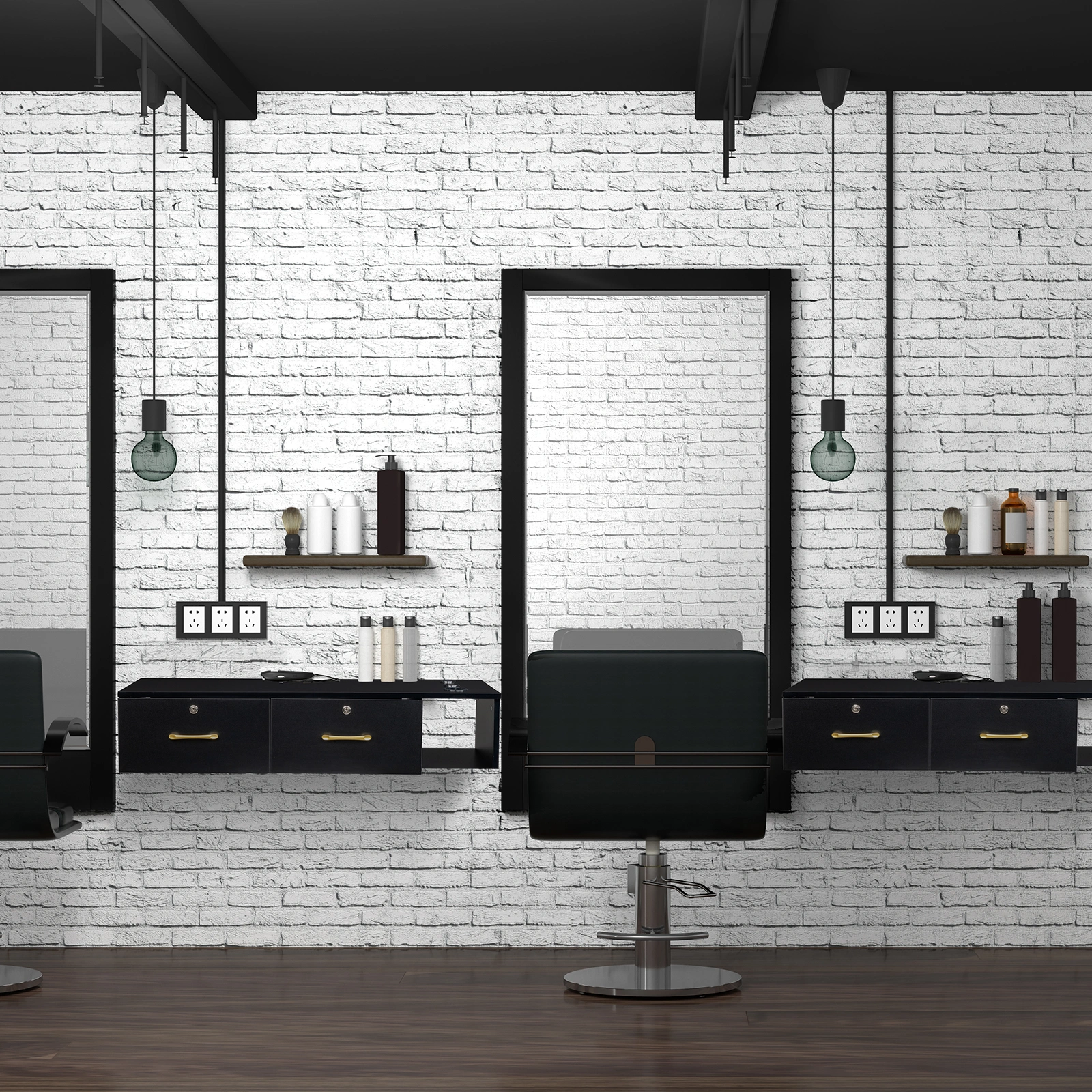15cm E0 particleboard with hemp surface, two draws and three holes with lock, salon cabinet, black view 10