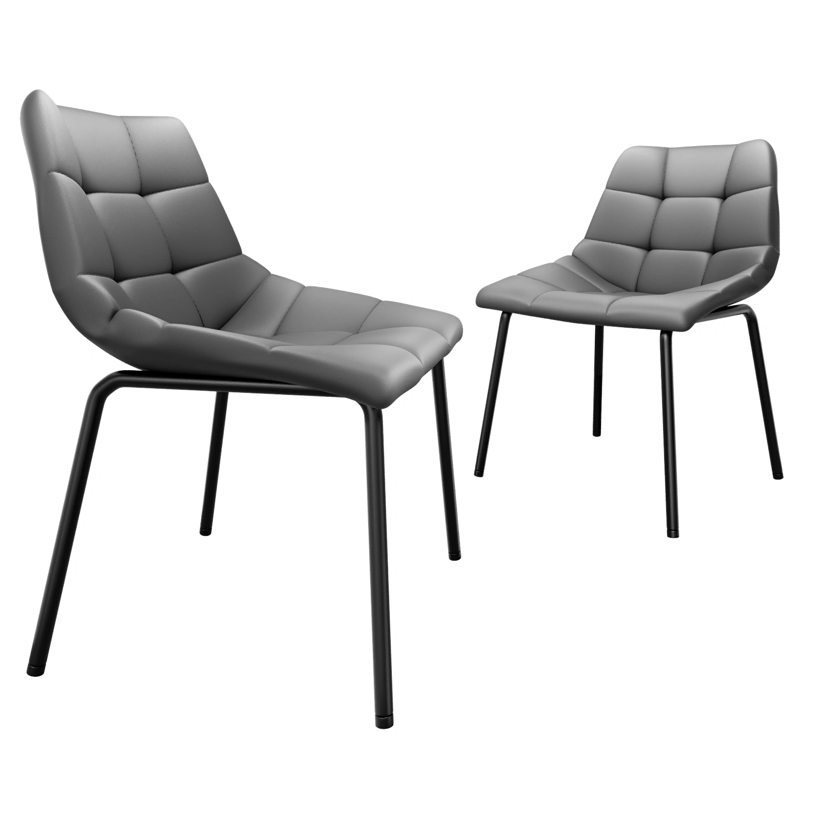 2 PCS Dining Chairs Set, Faux Leather High Back Dining Room Chairs with Metal Legs, Padded Kitchen Chair for Living Room, Bedroom, Modern Upholstered Accent Chair