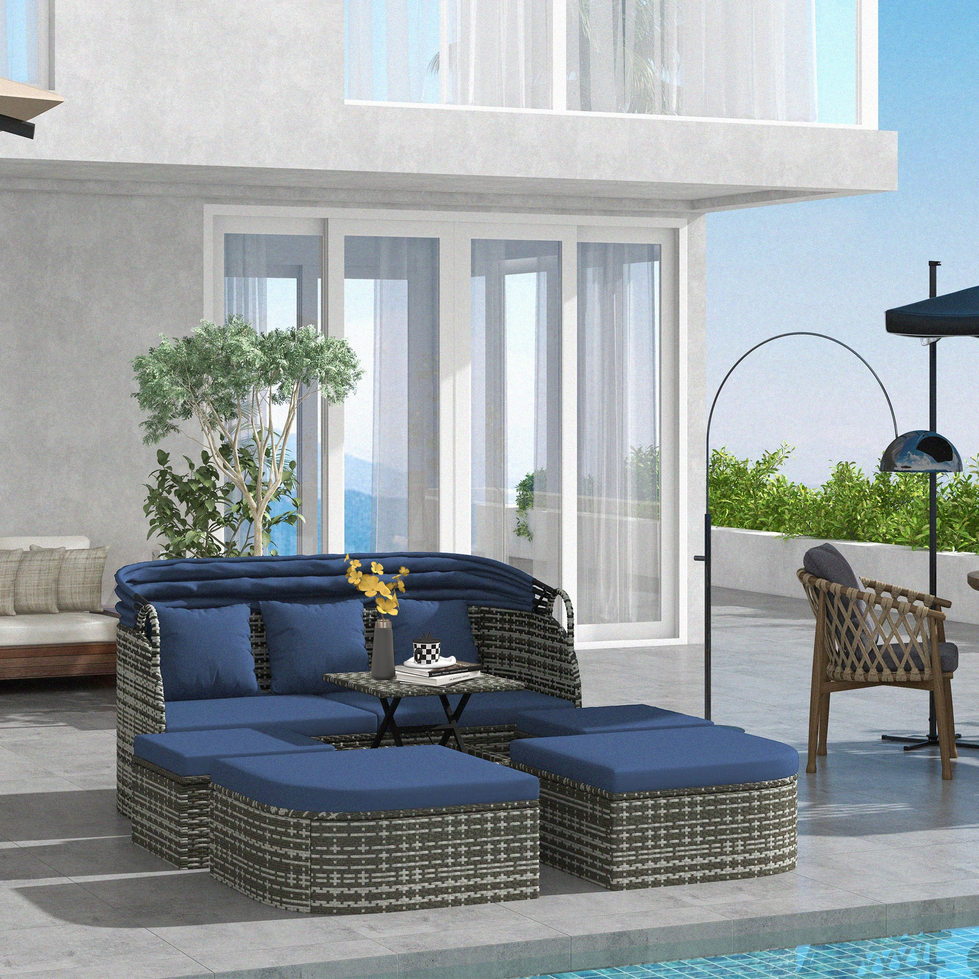 Elegant Patio Furniture Suite - Compact 3 Piece Outdoor Lounge Chair with Side Table