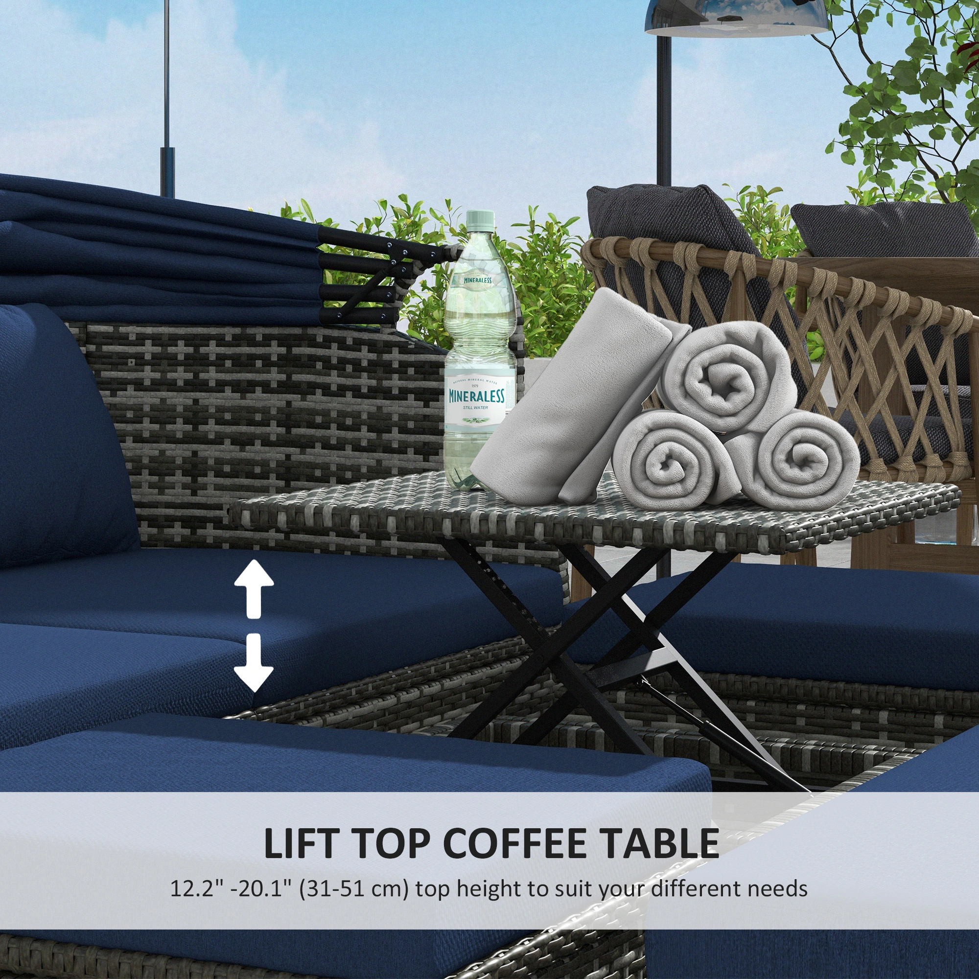 Elegant Patio Furniture Suite - Compact 3 Piece Outdoor Lounge Chair with Side Table view 3