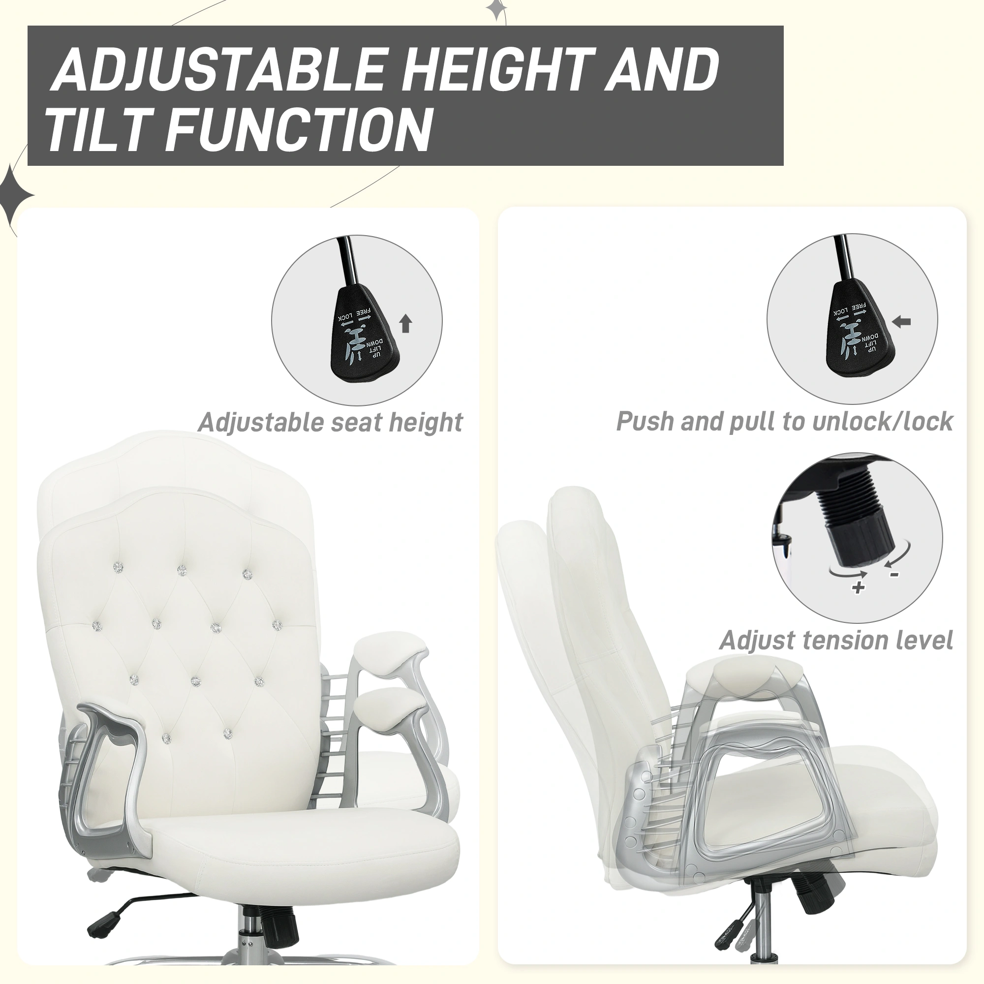 Ergonomic Massage Office Chair with Adjustable Armrest Lumbar Support Reclining for Home Office view 4