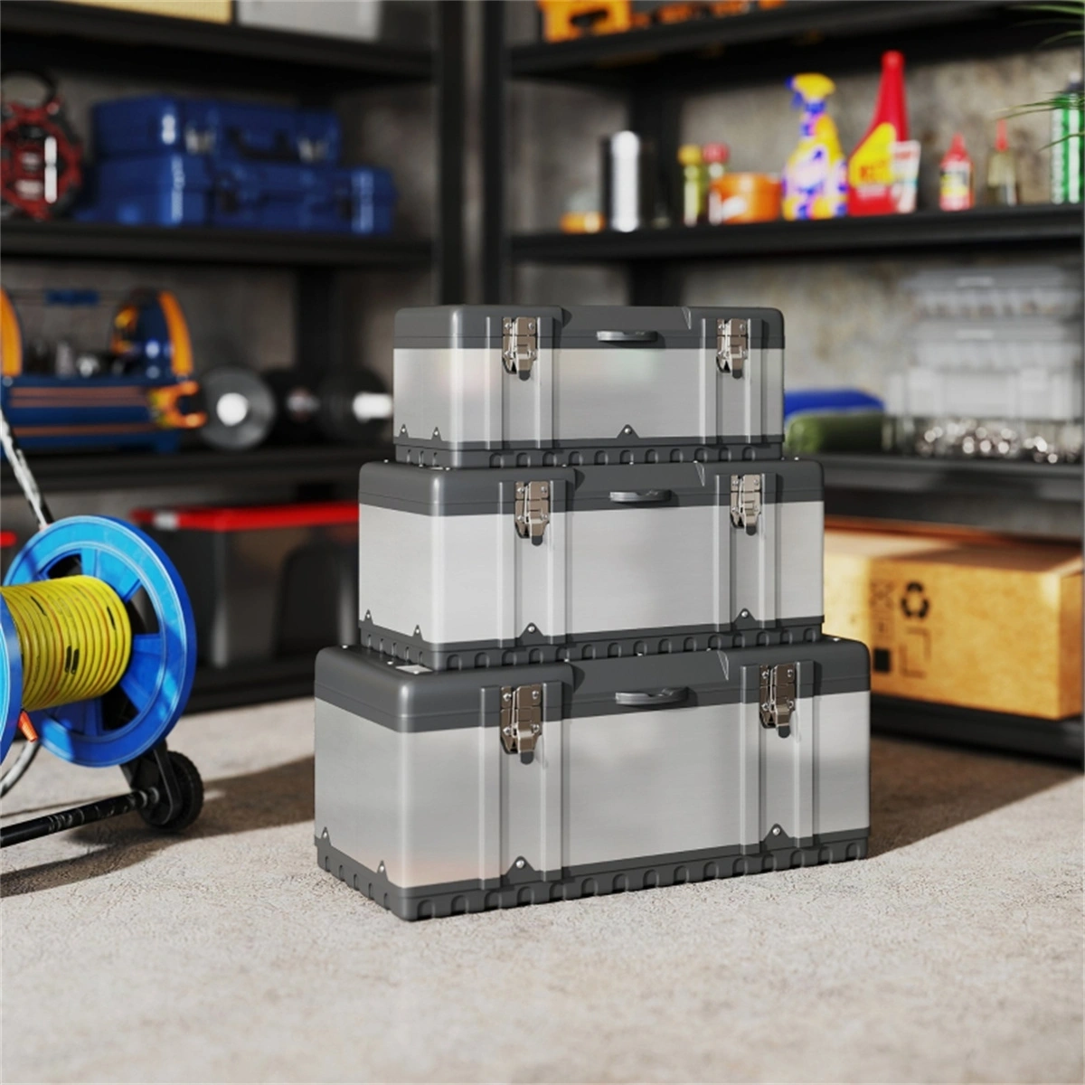 Professional Tool Box with Multiple Compartments - Heavy Duty Steel Storage Organizer for Mechanics and DIY Enthusiasts view 3