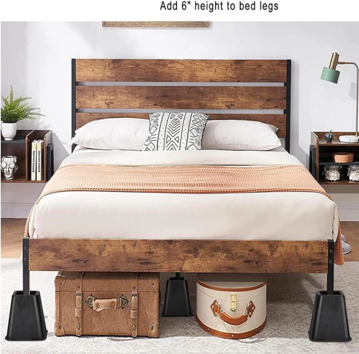 4x 6 Inch Heavy Duty Bed Chair Risers, Extra Tall Furniture Raiser Stands, Leg Lifts, Universal Height Extender for UK Homes view 2