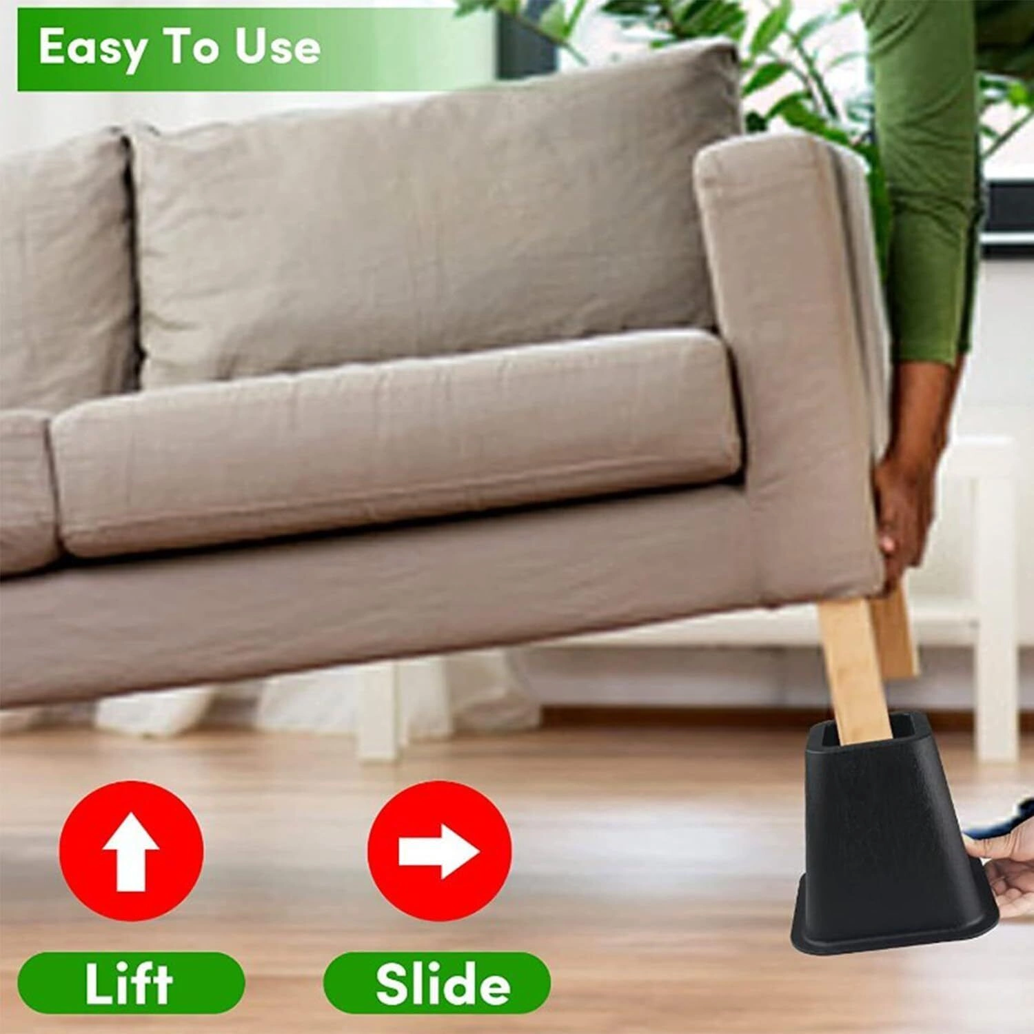 4x 6 Inch Heavy Duty Bed Chair Risers, Extra Tall Furniture Raiser Stands, Leg Lifts, Universal Height Extender for UK Homes view 3