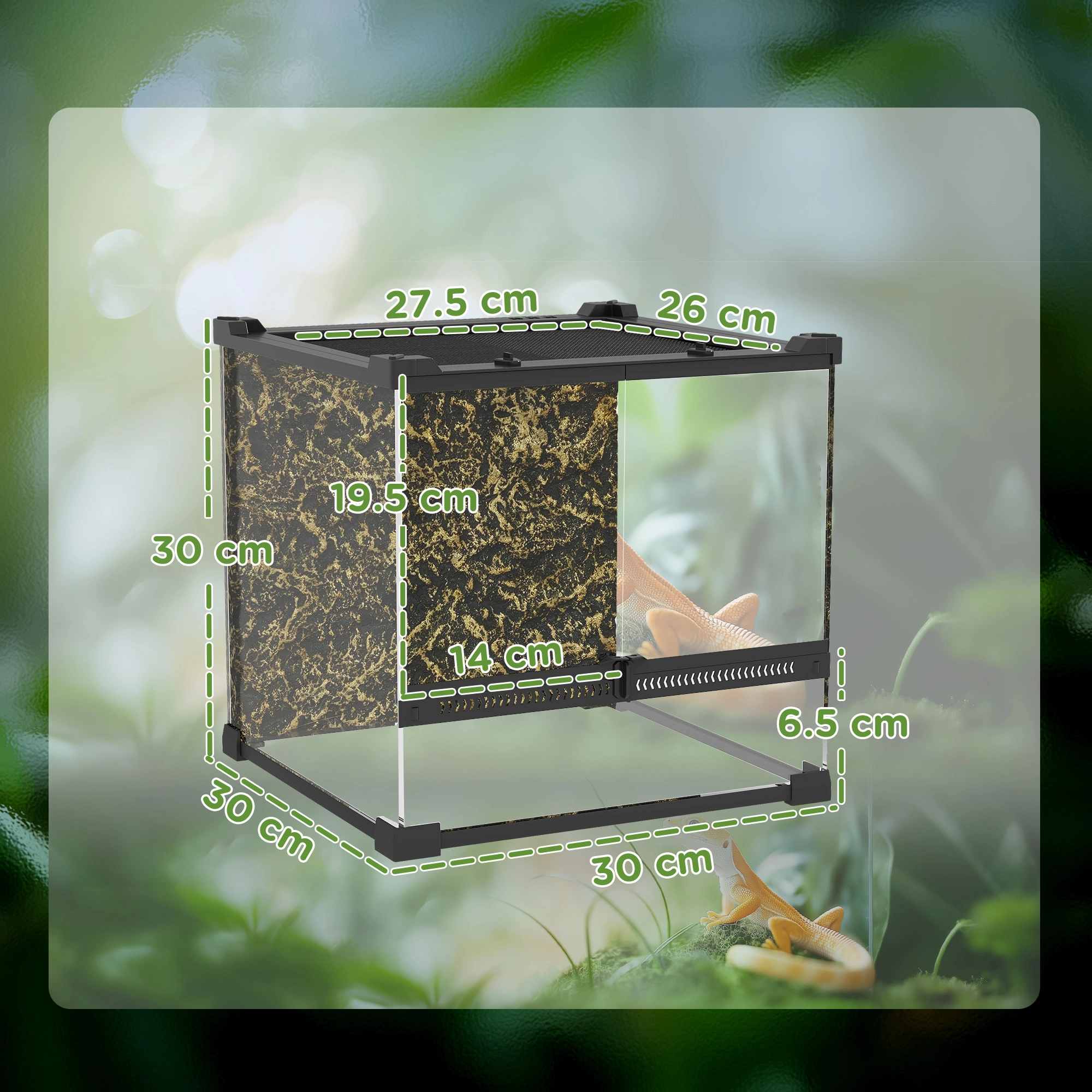 Reptile Glass Terrace - Ventilated Glass Terrarium Enclosure Habitat for Snakes, Lizards, Herpetology view 2