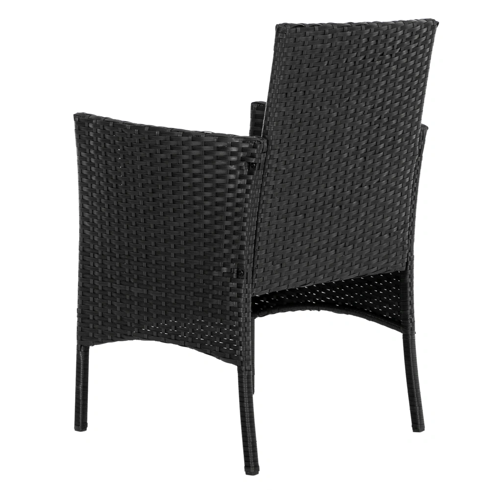 2pcs Arm Chairs 1pc Love Seat & Tempered Glass Coffee Table Rattan Sofa Set Black view 37