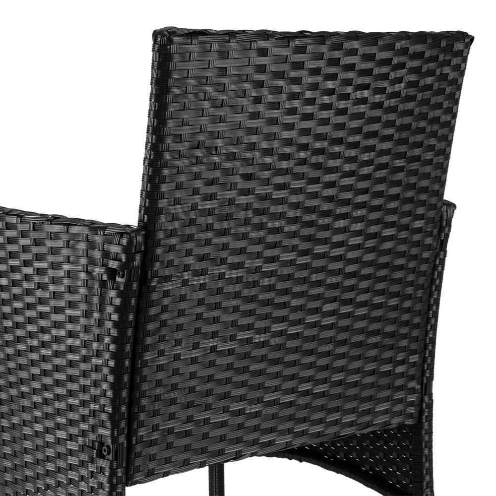 2pcs Arm Chairs 1pc Love Seat & Tempered Glass Coffee Table Rattan Sofa Set Black view 65