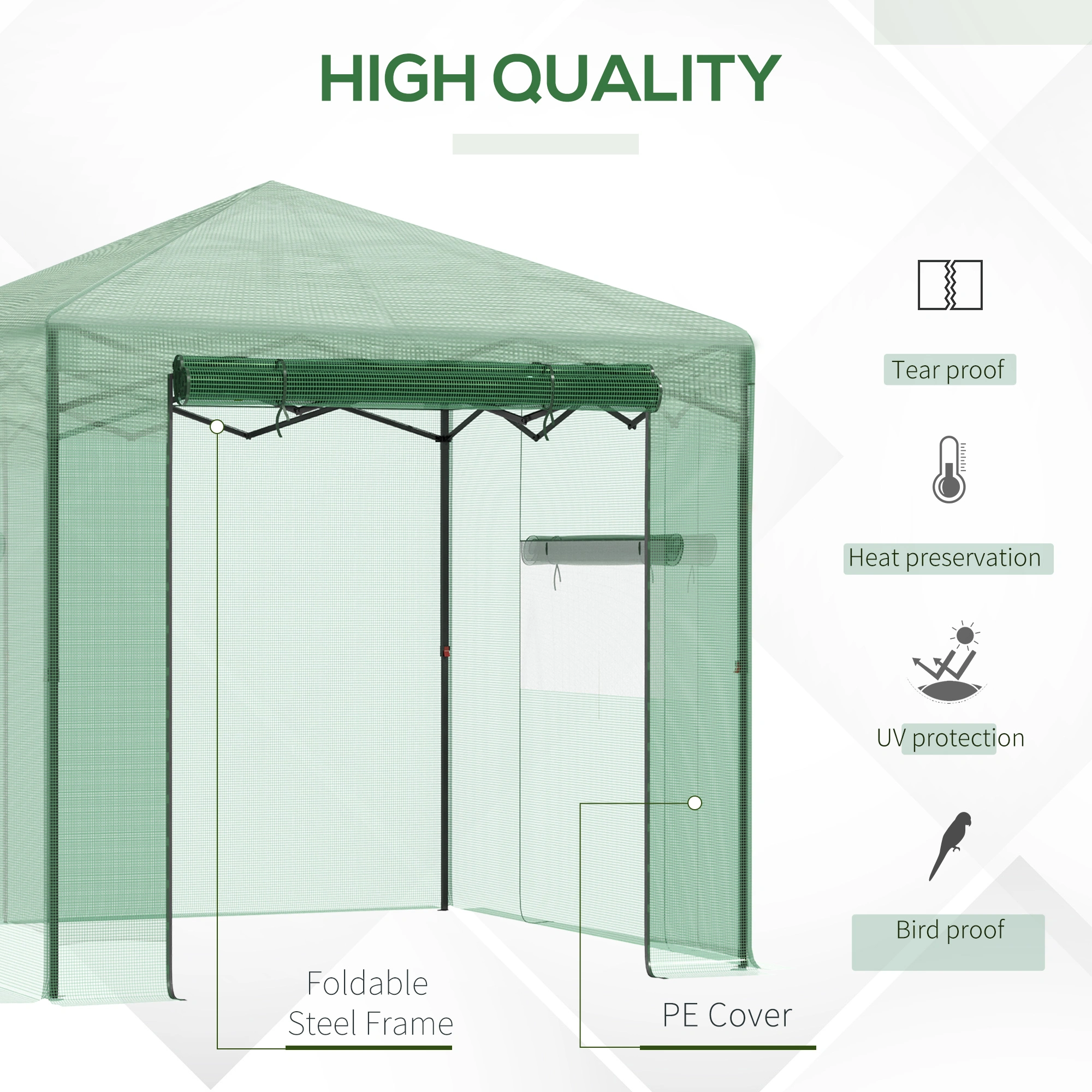 Portable Pop Up Greenhouse, Instant Set-Up Walk-In Garden Tunnel with UV-Resistant Cover view 2