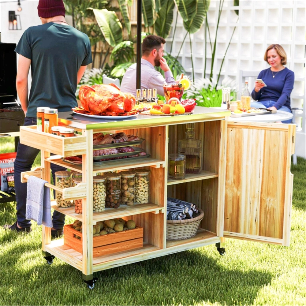 Camping Cart Outdoor Grill Cart with Folding Table, Portable Bar Cart for Picnic BBQ, Garden, Beach, Travel 108 characters. view 2