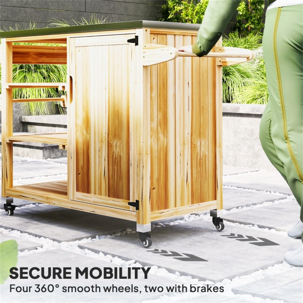 Camping Cart Outdoor Grill Cart with Folding Table, Portable Bar Cart for Picnic BBQ, Garden, Beach, Travel 108 characters. view 5