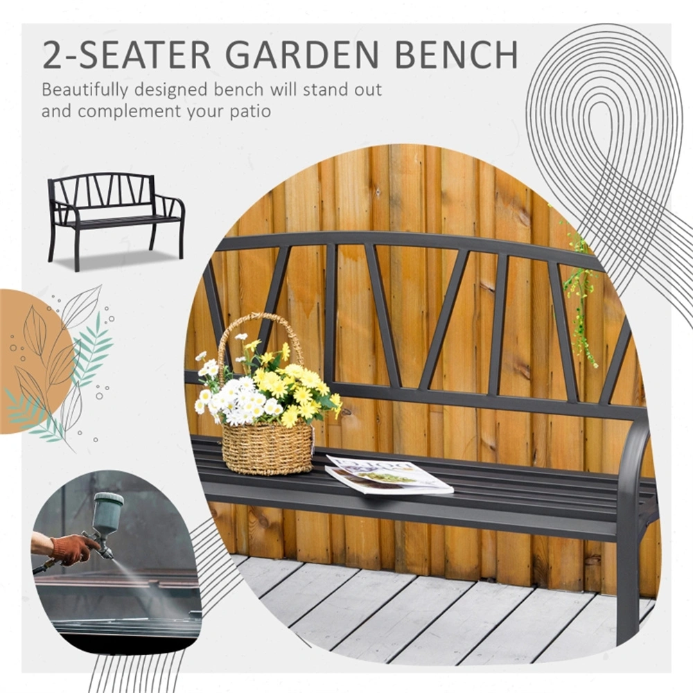 Elegant Outdoor Garden Bench - Durable Metal Frame with Comfortable Seating - Ideal for Patio, Garden, Yard Decor view 3