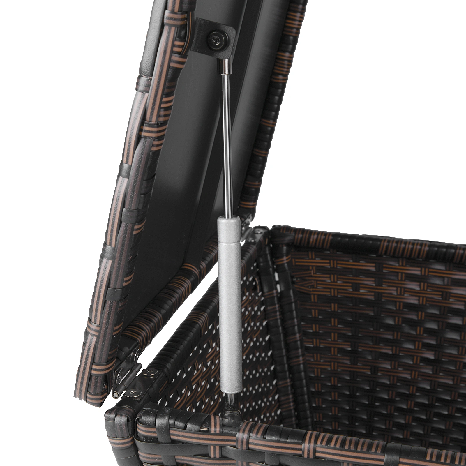 Outdoor PE Wicker Side Table with Storage, Small Patio Storage Bin Container for Hose Cushion Towel, Brown view 16