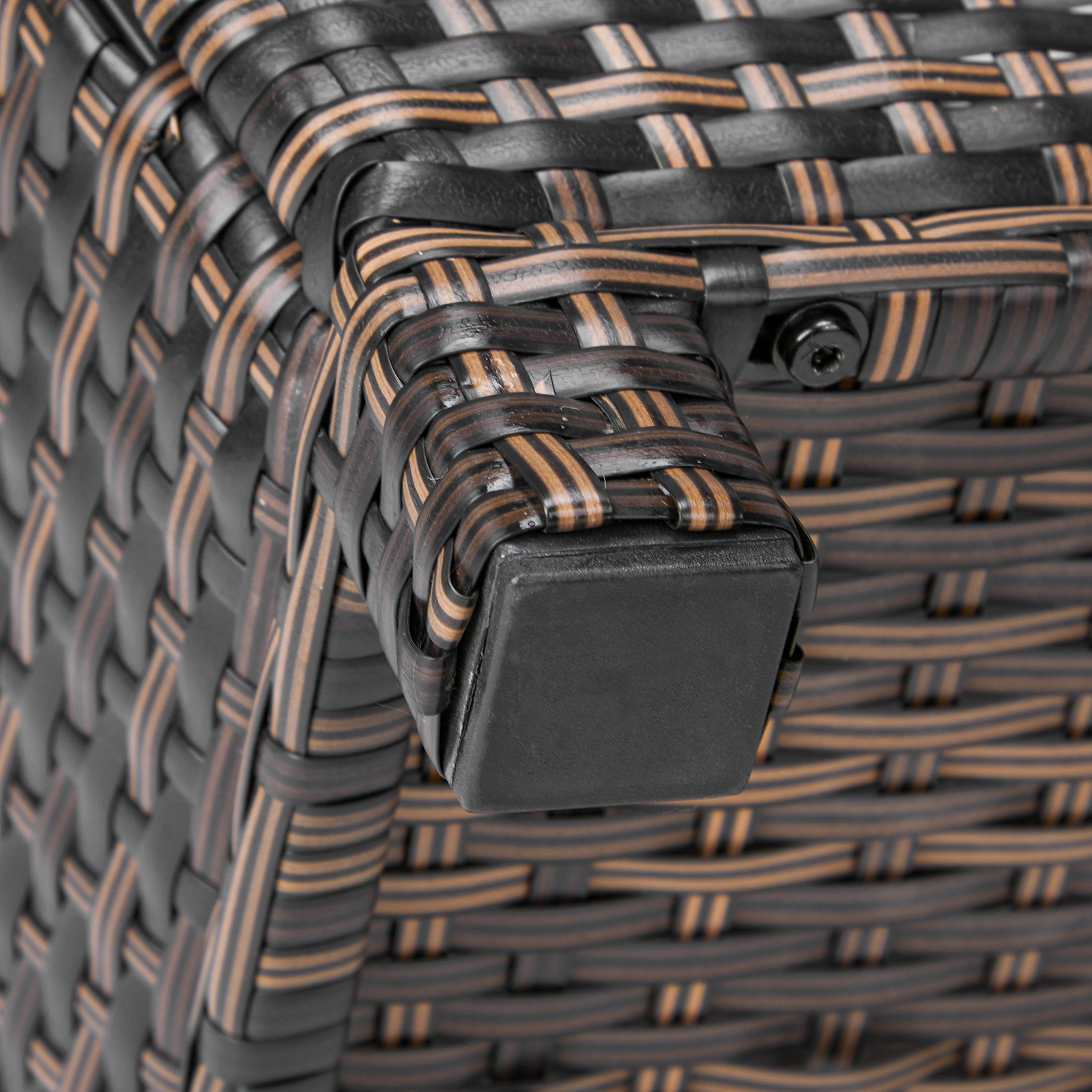 Outdoor PE Wicker Side Table with Storage, Small Patio Storage Bin Container for Hose Cushion Towel, Brown view 17