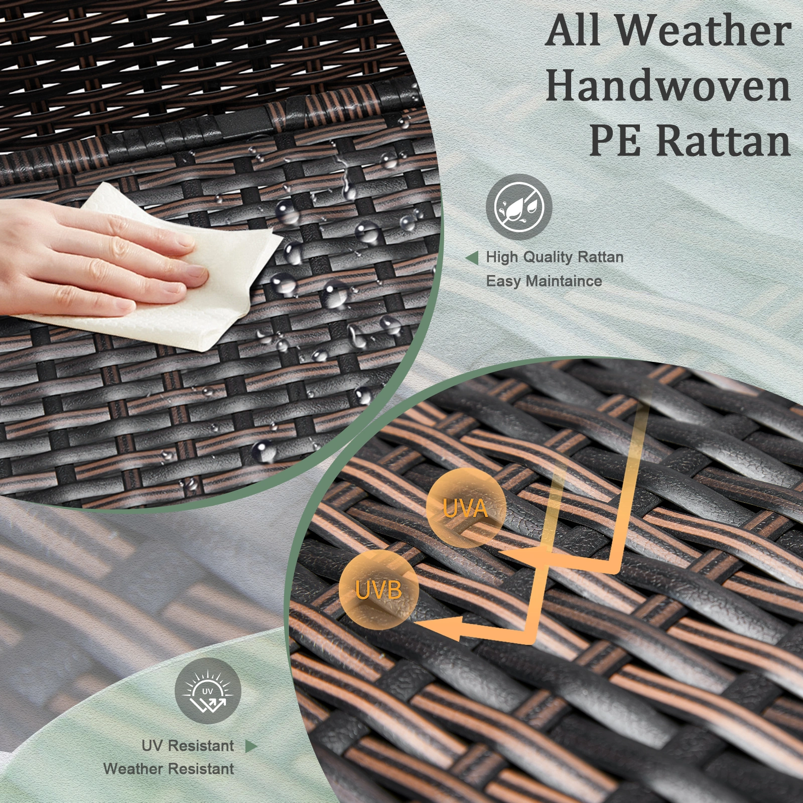 Outdoor PE Wicker Side Table with Storage, Small Patio Storage Bin Container for Hose Cushion Towel, Brown view 4