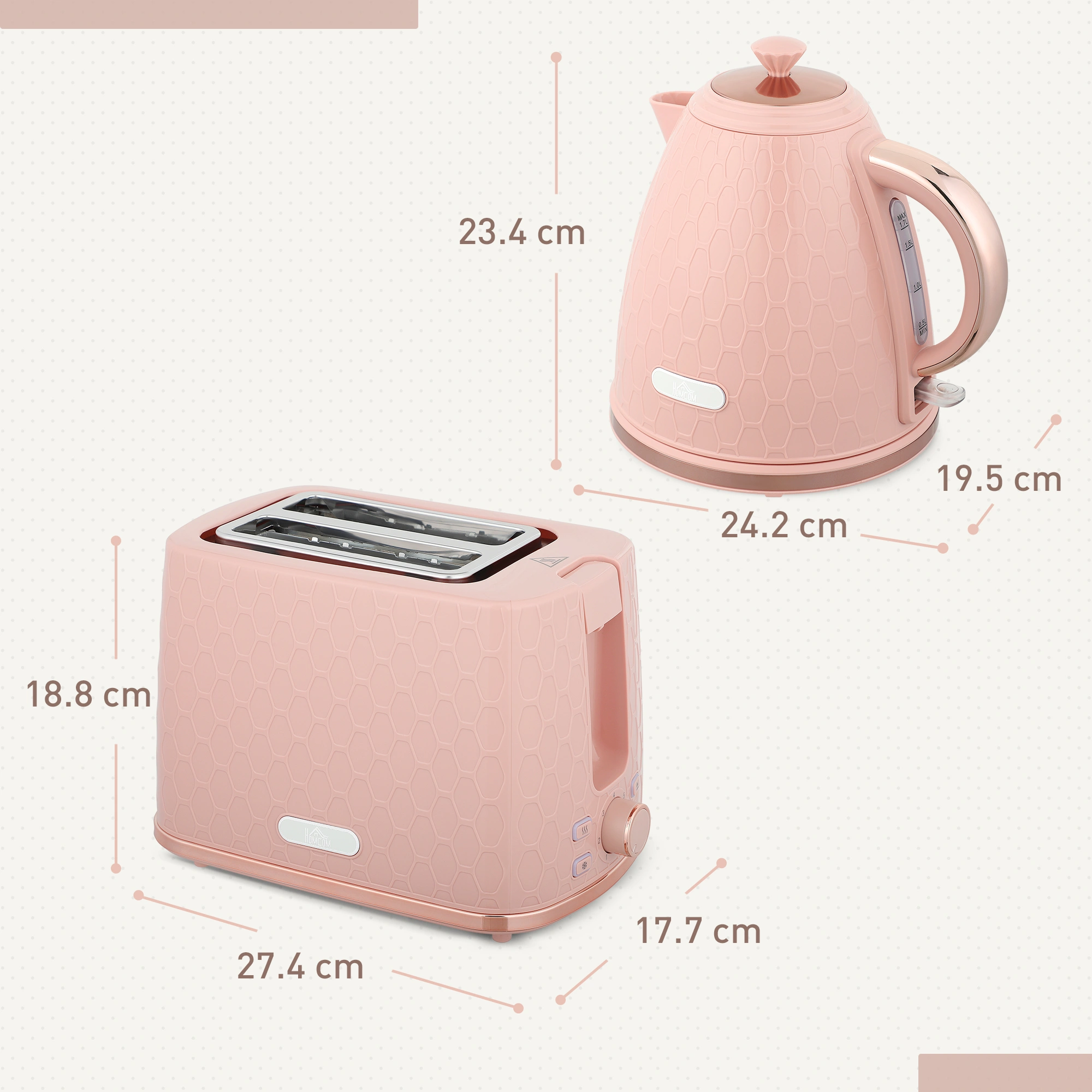 2-Piece Kitchen Appliance Set - Kettle and Toaster Combo, Stainless Steel, Black, Anti-Scorch Design view 2