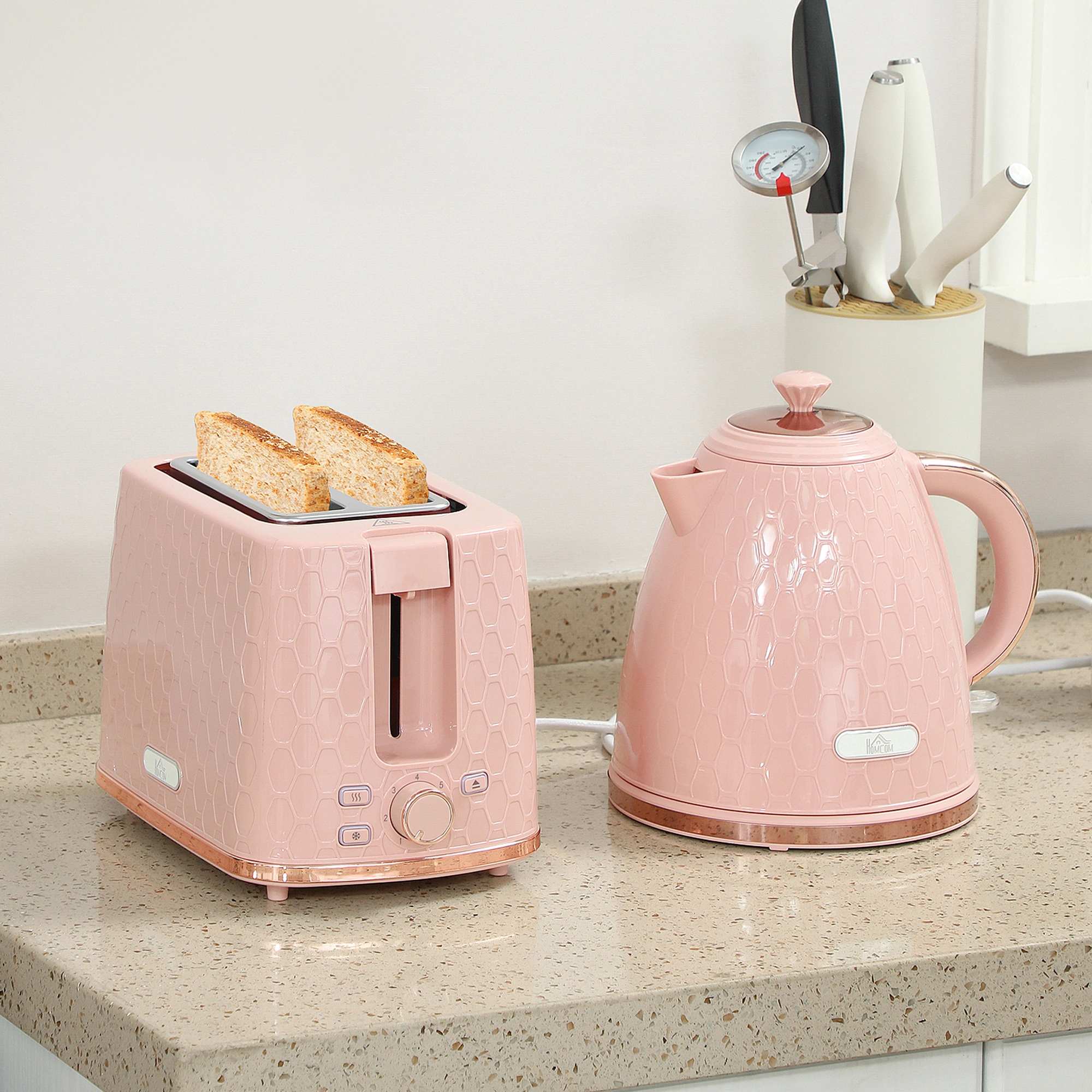 2-Piece Kitchen Appliance Set - Kettle and Toaster Combo, Stainless Steel, Black, Anti-Scorch Design view 5