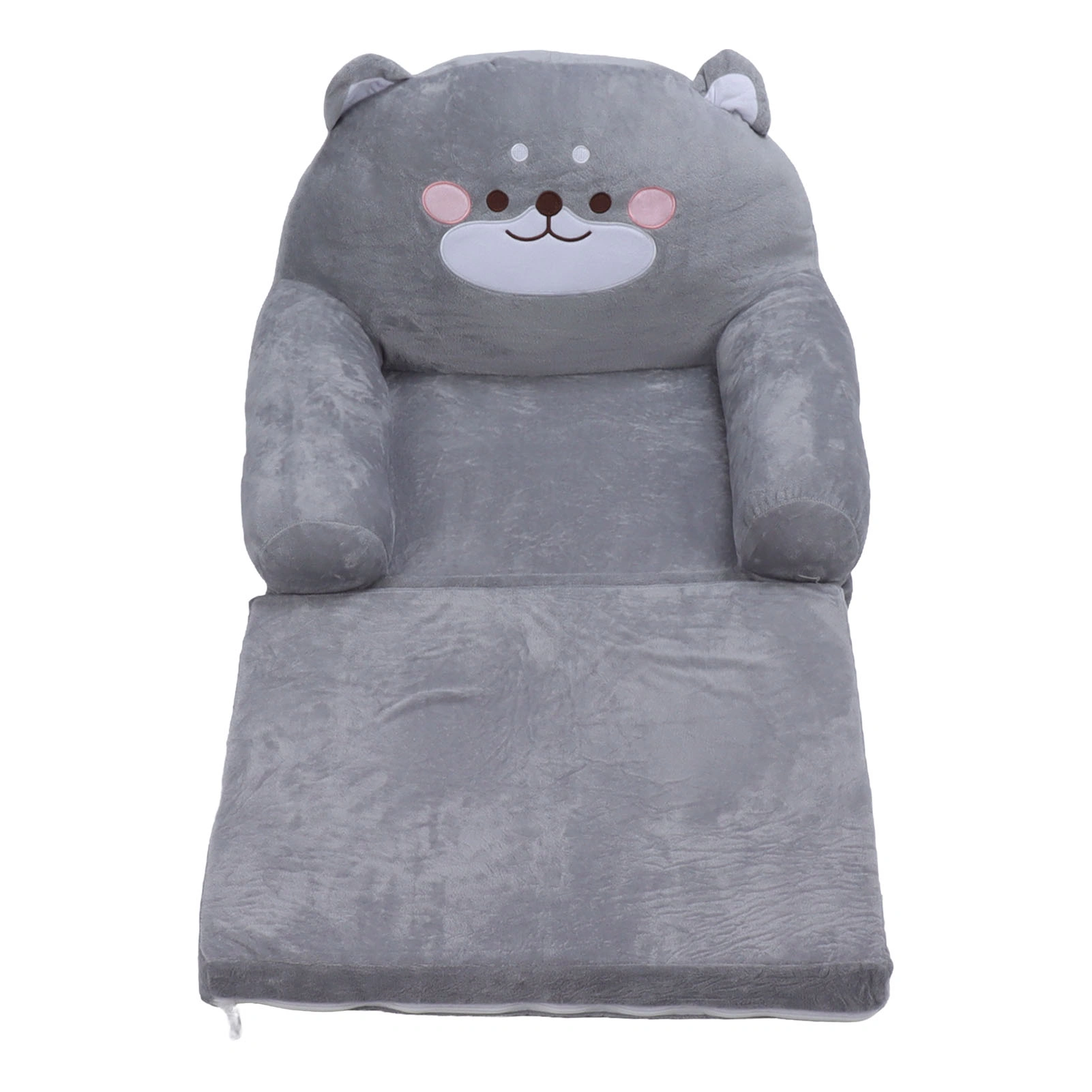 Kids Sofa Foldable Cartoon Dog Style with Wide Handle, Soft Breathable Toddler Chair for Reading Sleeping, Gray, 2 Layers view 5