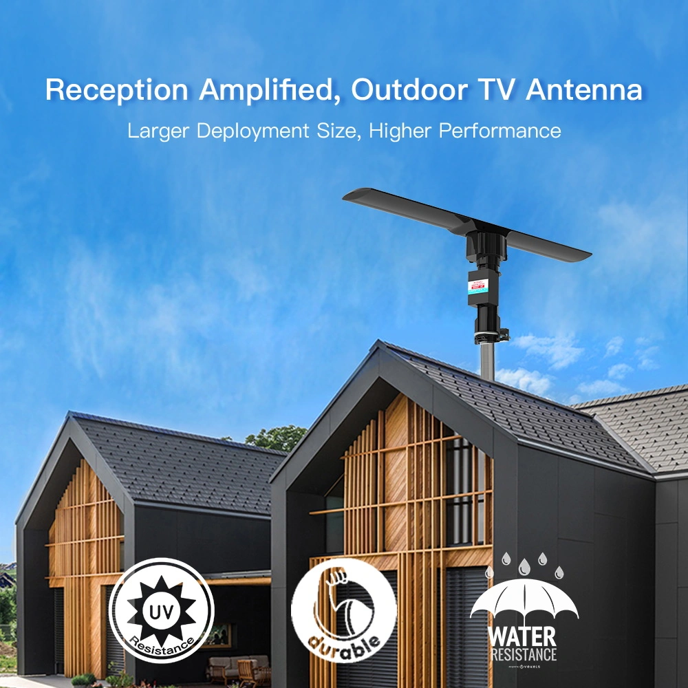 10000 110V 40-860MHz 20±3dB 350°Rotation UV Dual-band Outdoor Antenna Black view 10