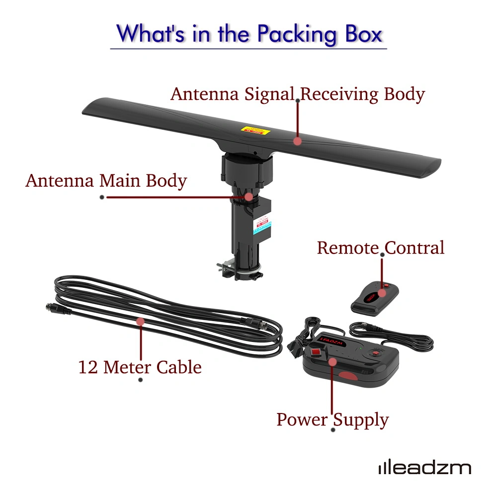 10000 110V 40-860MHz 20±3dB 350°Rotation UV Dual-band Outdoor Antenna Black view 15