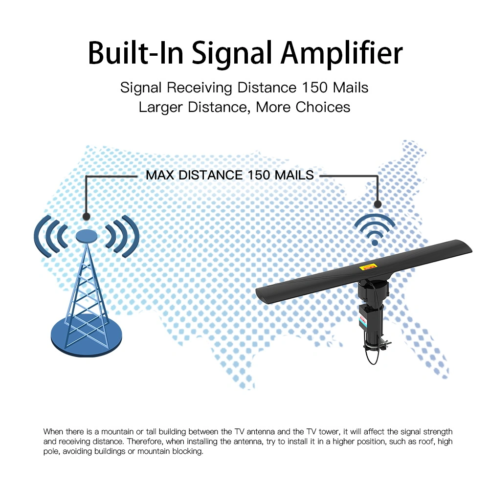 10000 110V 40-860MHz 20±3dB 350°Rotation UV Dual-band Outdoor Antenna Black view 6