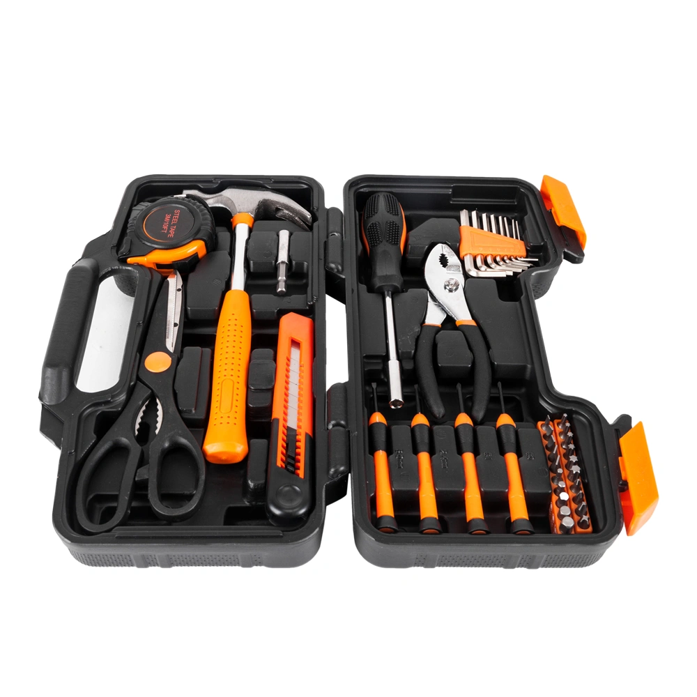 39-Piece Orange Tool Kit Set with Organized Storage for Mechanics and DIY Projects