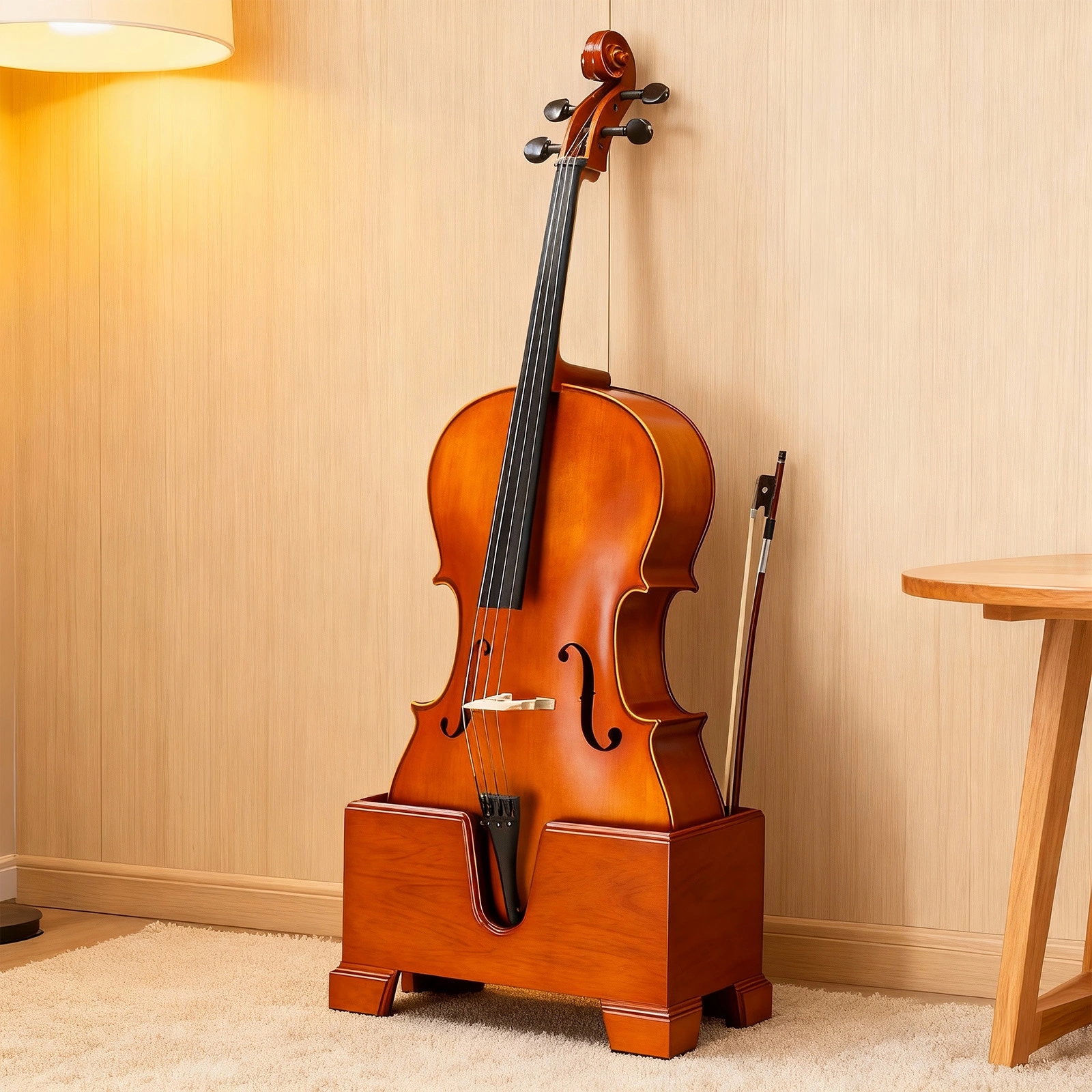 4/4 Natural reddish-brown cello base with foam protective layer view 19