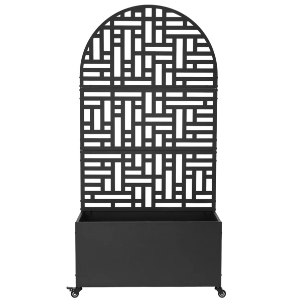 Metal Garden Bed with Trellis, 70 Inch Height Metal Planter Box with Trellis, Garden Box for Climbing Plants Vegetable, Metal Garden Bed with Drainage Holes view 2
