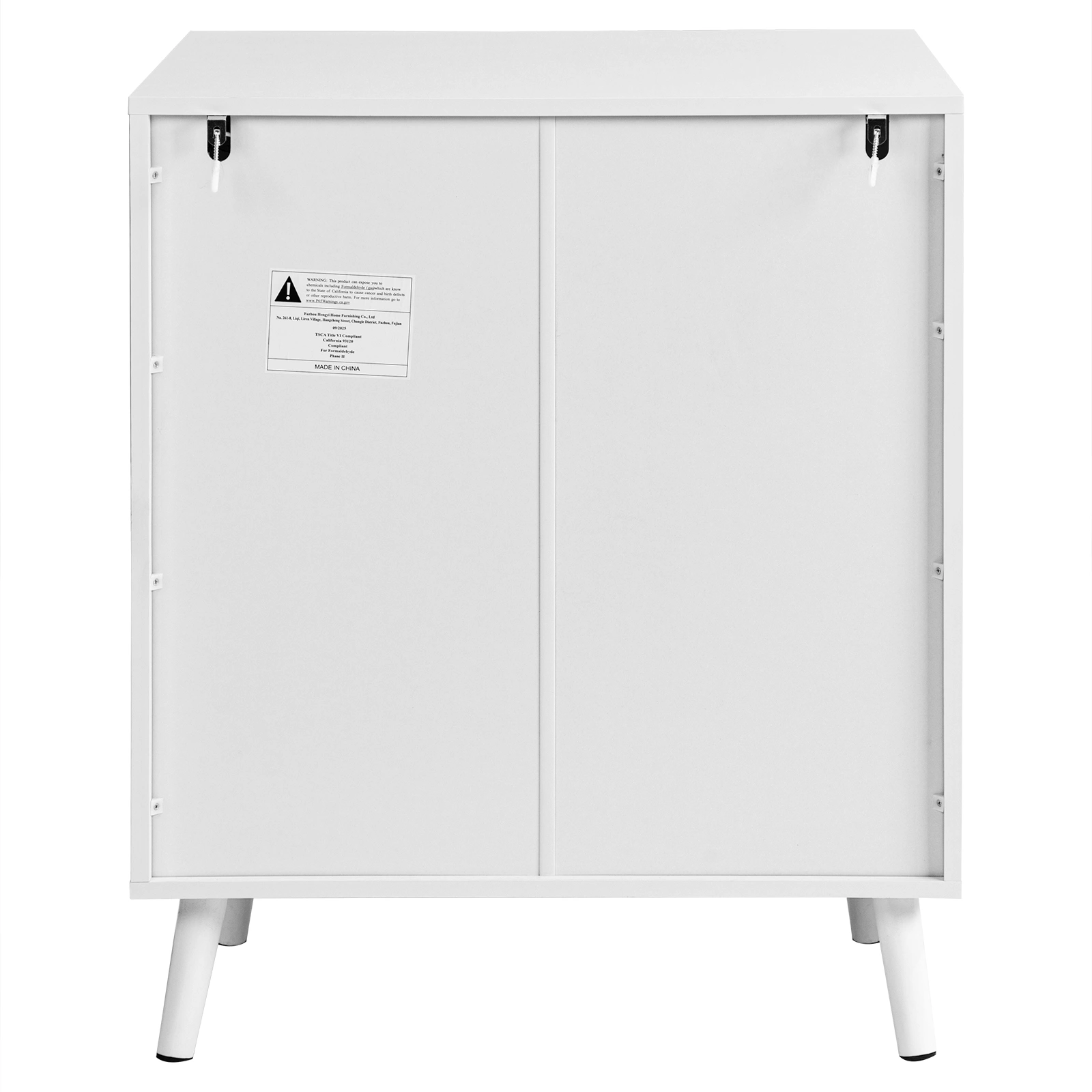 Two-door, polycarbonate sheet shoe cabinet with four internal layers, USB LED strip, and 24 adjustable buttons. Made of particleboard and polycarbonate sheet. Dimensions: 68*40*83.5 cm. White view 12