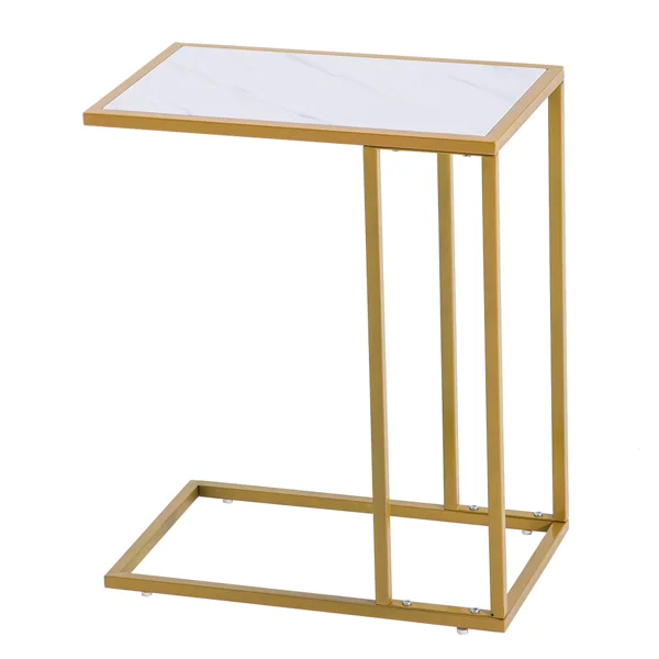 Marble Simple C-Side Table [30x48x61cm] White view 2