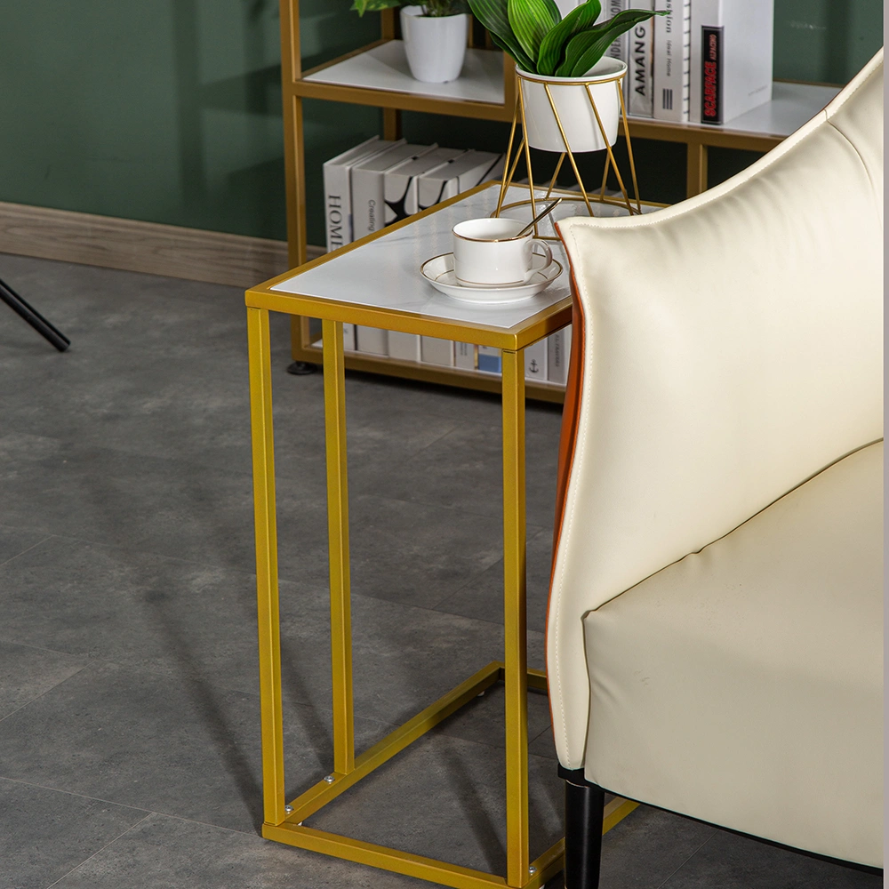 Marble Simple C-Side Table [30x48x61cm] White view 13