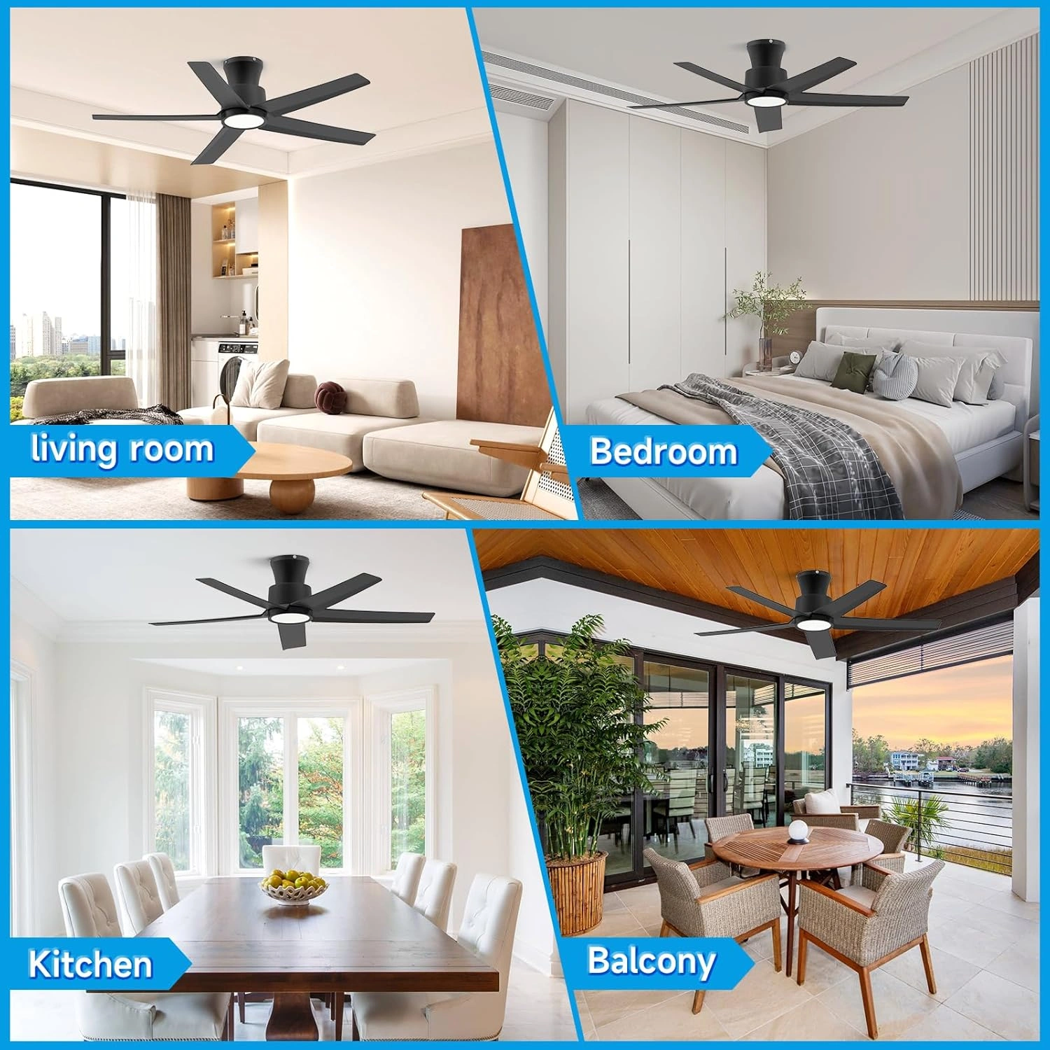 44 inch Ceiling Fans with Lights, Large Air Volume Ceiling Fans with Reversible Quiet DC Motor and Remote, 5D-W5, 5X-W5[Unable ship on weekends, TK/TEMU only for pickup, only TX10643 warehouse supports GOFO] view 9