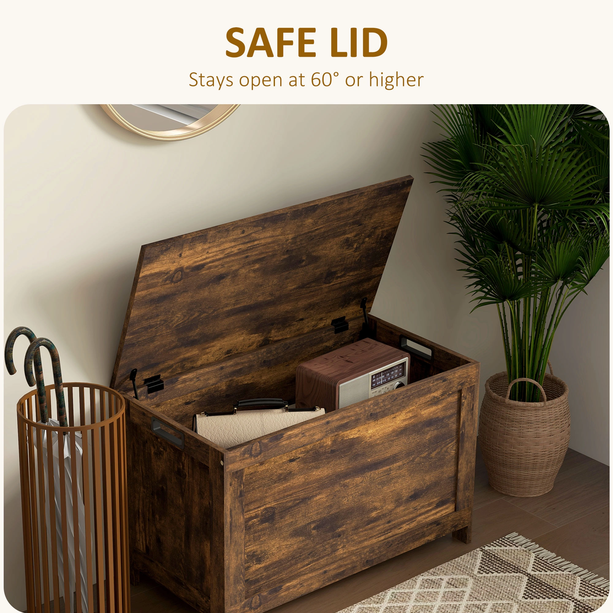 Upholstered Storage Bench with Cushioned Seat, Shoe Organizer Bench for Entryway Bedroom Living Room view 3