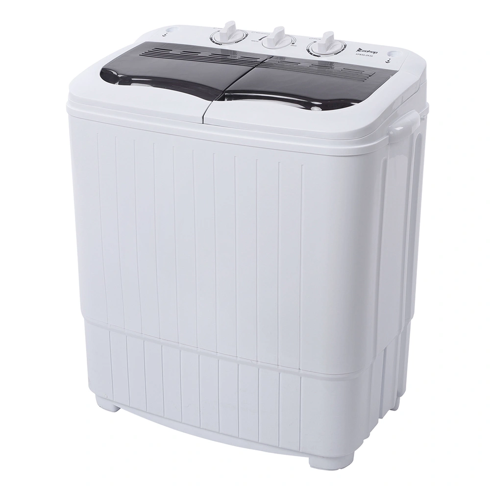 Compact Twin Tub Washing Machine 14.3 Lbs Semi-Automatic with Built-In Drain Pump, XPB35-188S Gray Cover Mini Portable Laundry Washer