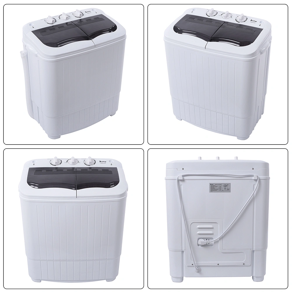 Compact Twin Tub Washing Machine 14.3 Lbs Semi-Automatic with Built-In Drain Pump, XPB35-188S Gray Cover Mini Portable Laundry Washer view 14