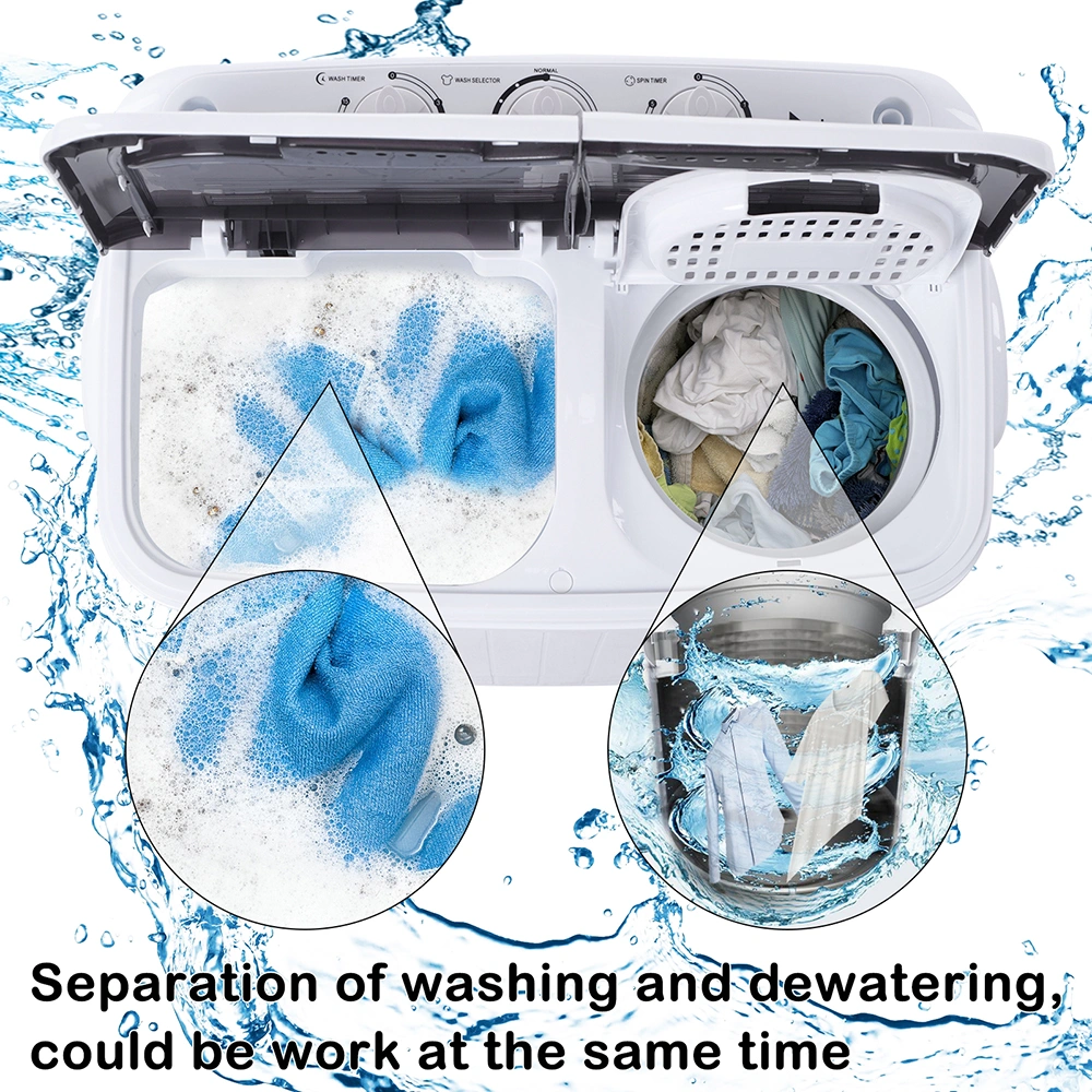 Compact Twin Tub Washing Machine 14.3 Lbs Semi-Automatic with Built-In Drain Pump, XPB35-188S Gray Cover Mini Portable Laundry Washer view 19