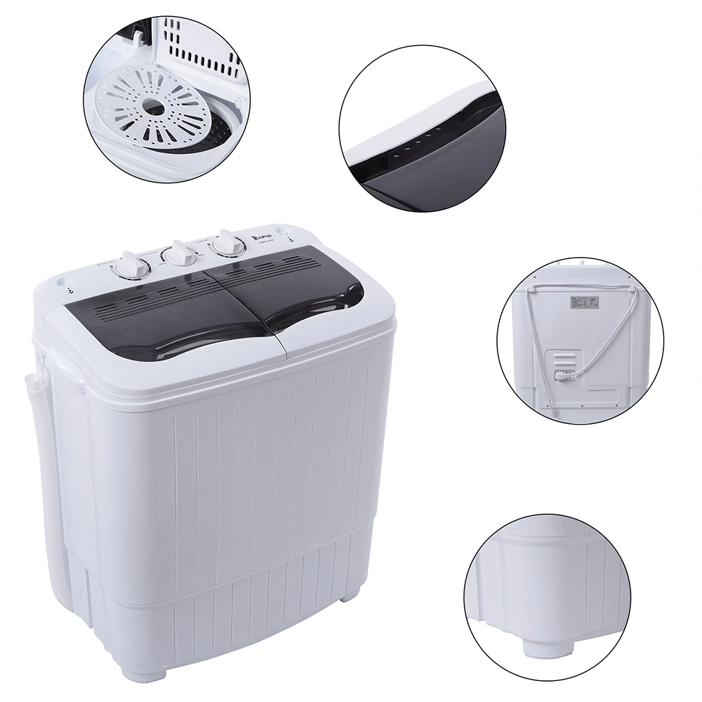 Compact Twin Tub Washing Machine 14.3 Lbs Semi-Automatic with Built-In Drain Pump, XPB35-188S Gray Cover Mini Portable Laundry Washer view 4