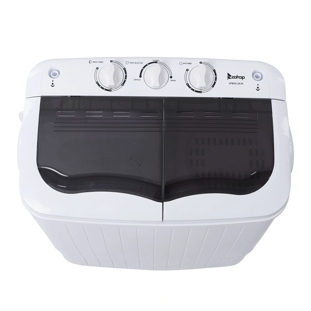 Compact Twin Tub Washing Machine 14.3 Lbs Semi-Automatic with Built-In Drain Pump, XPB35-188S Gray Cover Mini Portable Laundry Washer view 6